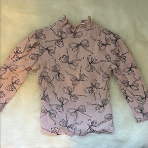 GAP Pink Long Sleeve Tee with Bow Print